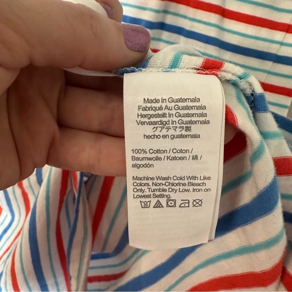 J. Crew Women’s Short Sleeve Crewneck Blue White & Red Striped Dress Sz M GUC - Picture 6 of 7